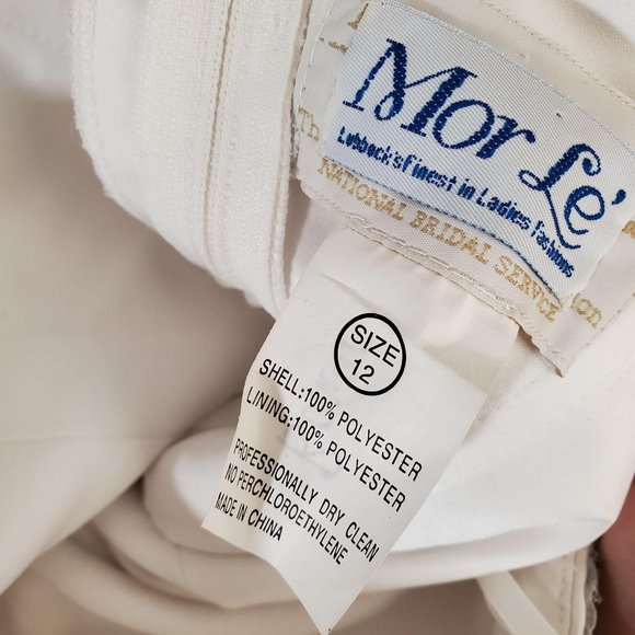 Vintage 80s train length beaded strapless wedding - Picture 4 of 11